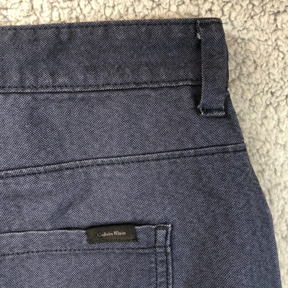 Calvin Klein Mens Slim Fit 5 Pocket Pants Navy Blue 38x30 Cotton Blend Trousers